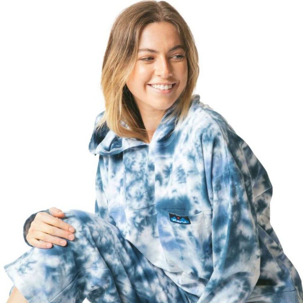 Tie-Dye Blue Hoodie - Women's Pullover Sweatshirt